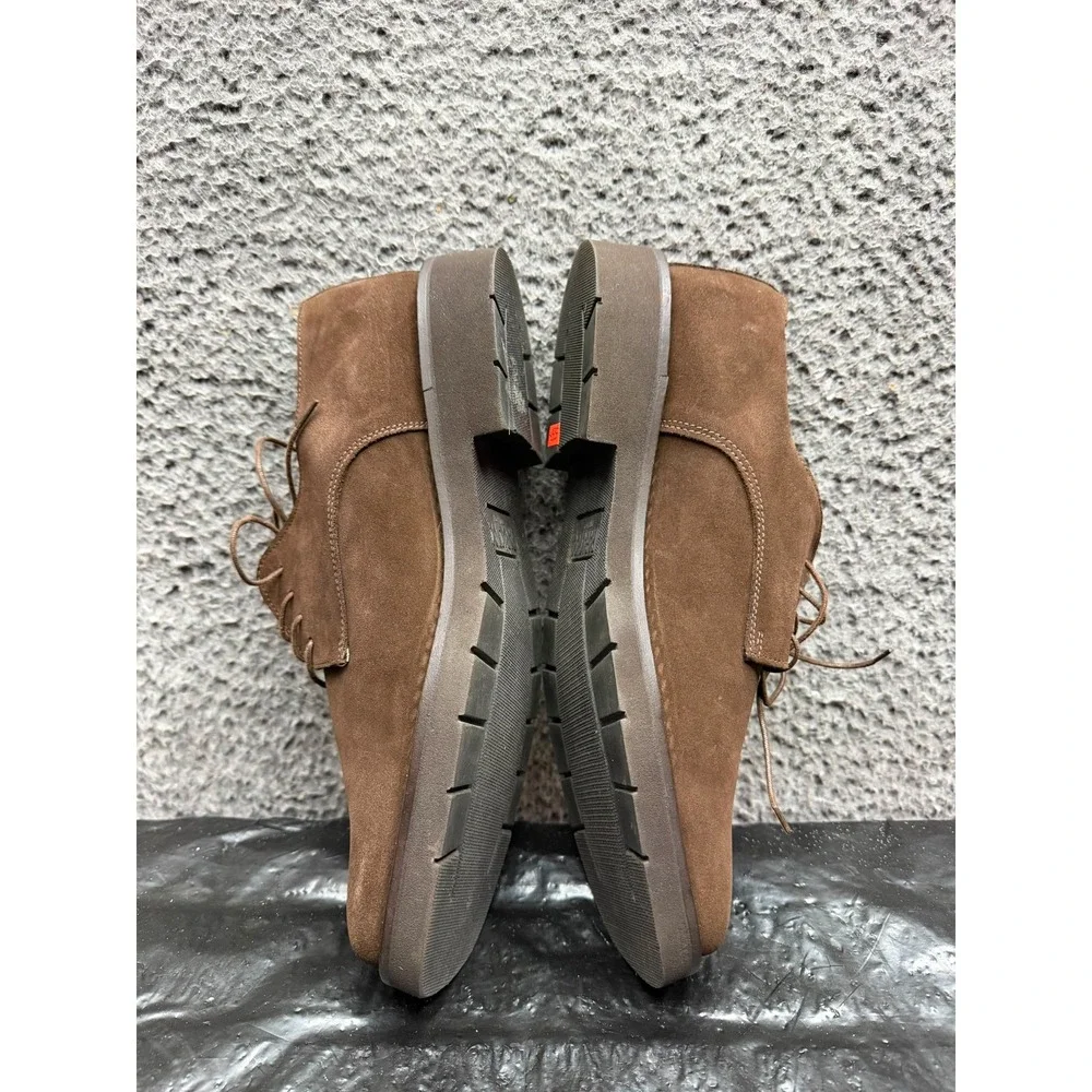 Parachoc France Suede Square Toe Lace Up Derby Shoes Brown Mens Size 44 EU